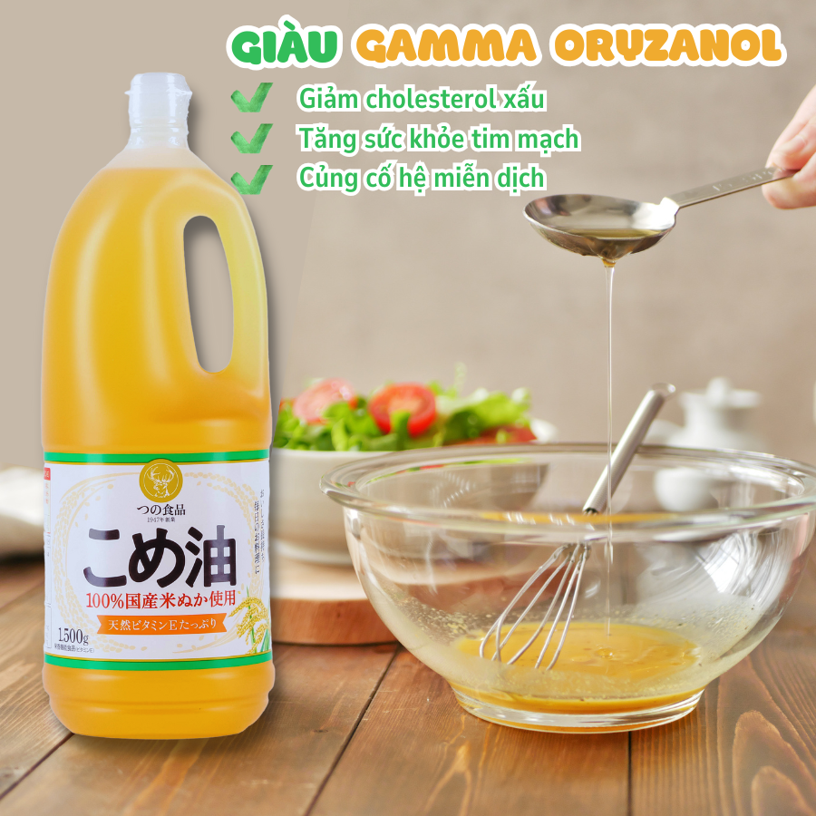 Dầu ăn gạo lứt quốc sản Nhật Bản 1500g (1636ml) Tsuno - Hachi Hachi Japan Shop