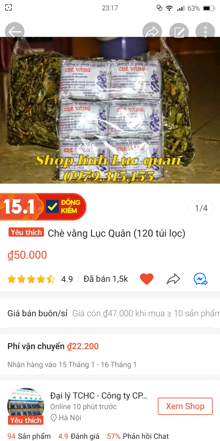 BỊCH 120 TÚI LỌC CHÈ VẰNG HÀNG CHUẨN TRƯƠNG SQLQ 1