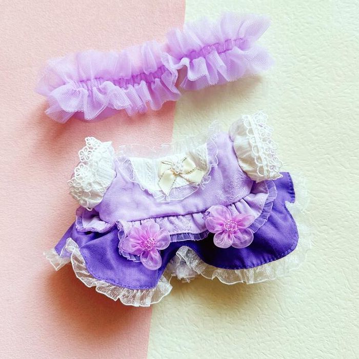 20cm Cute Doll Accessories Purple Princess Dress Headwear Clothes Set Jennie Lisa Rose Jisoo Winter Jungkook Fans Gift