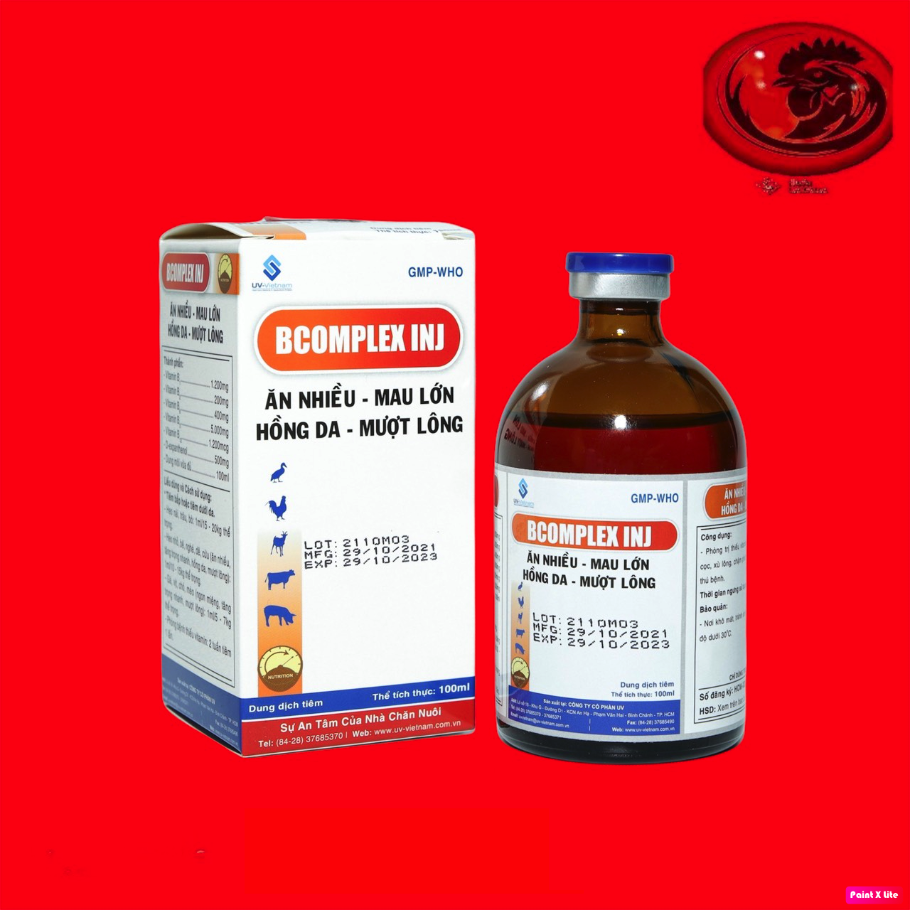UV BECOMPLEX kích thích ăn nhiều, bóng lông dinh dưỡng và trao đổi chất cho vật nuôi, đặc biệt là gà đá