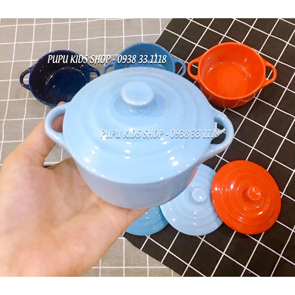 BÁT SỨ ĂN DẶM 2 QUAI CÓ NẮP 200ML