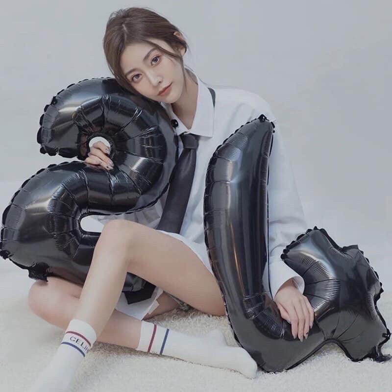 Bóng số tuổi trang trí sinh nhật màu đen size 70cm