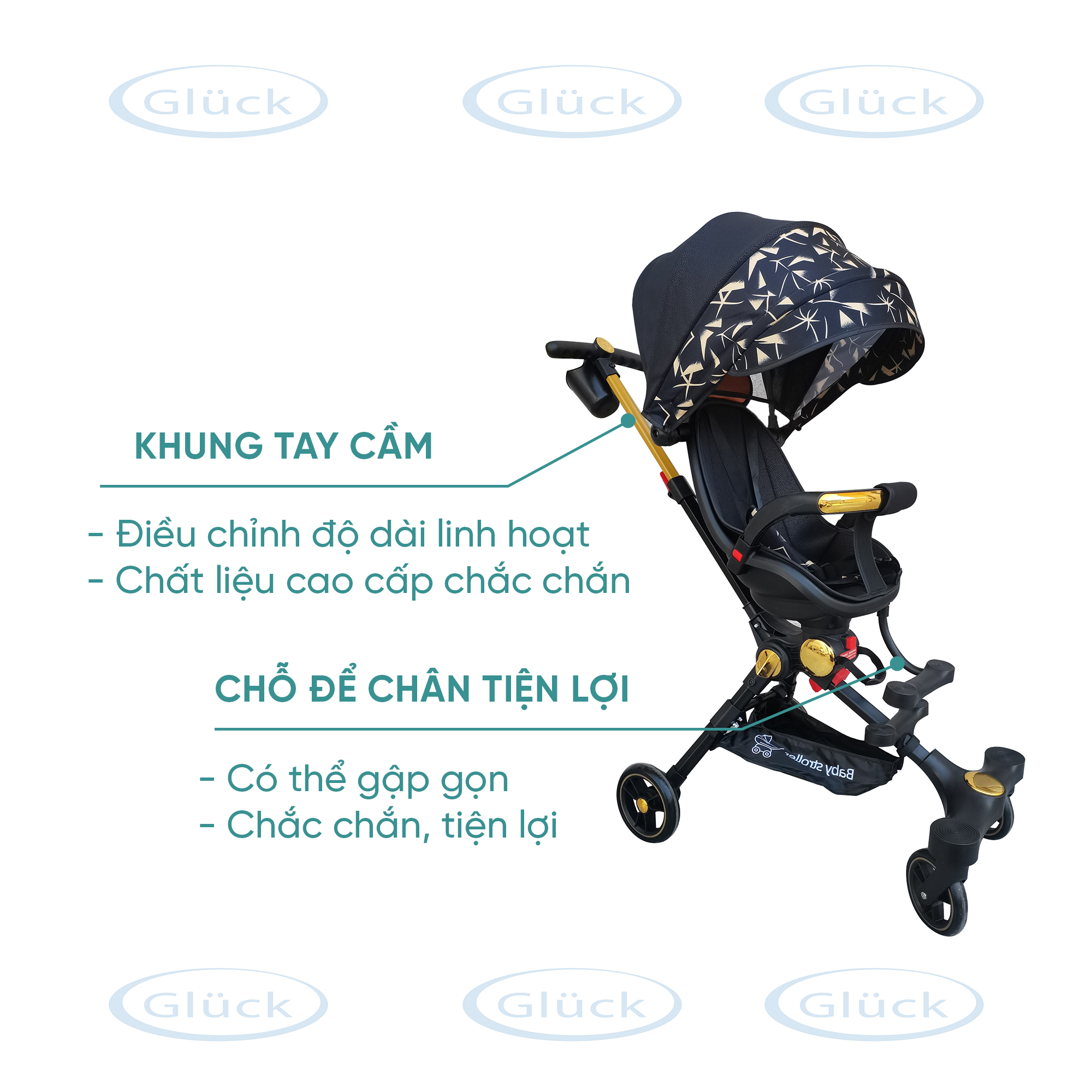 Xe nôi đẩy mini cho bé Gluck Baby G8