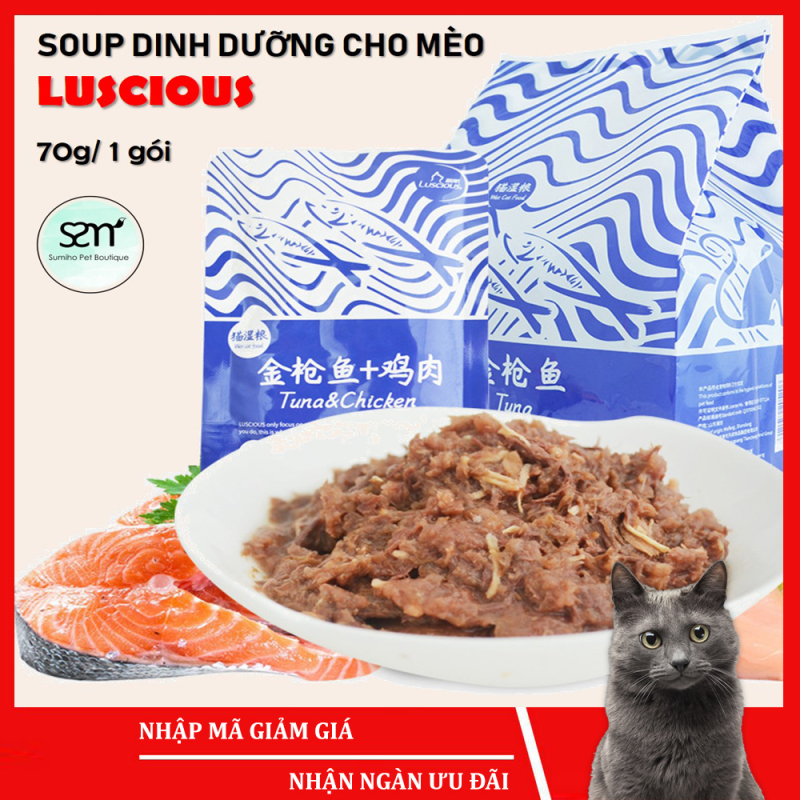 Súp dinh dưỡng cho mèo Luscious (gói 70gr) - Pate cho mèo vị cá ngừ