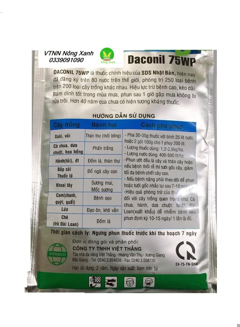 Daconil 75wp Trừ bệnh cây trồng