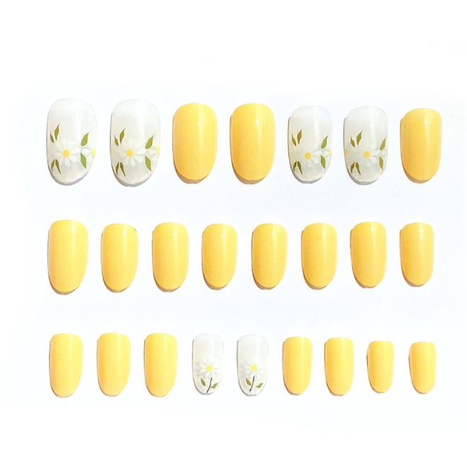 [HCM]Bộ 24 Móng tay giả hoa vàng đẹp