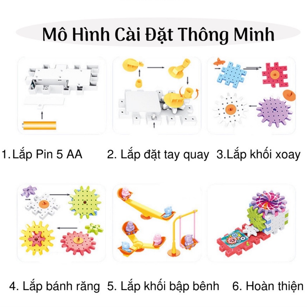 Bộ Đồ Chơi Lắp Ghép Thông Minh MÔ HÌNH BÁNH RĂNG CHUYỂN ĐỘNG 83 CHI TIẾT Đồ Chơi Lắp Ráp Thông Minh