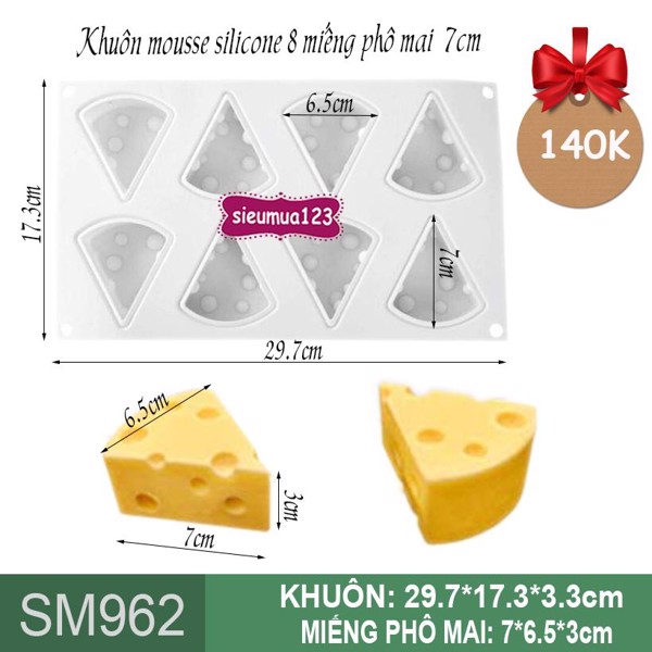 [HCM]Khuôn silicon làm thạch hình 8 phomai 7cm