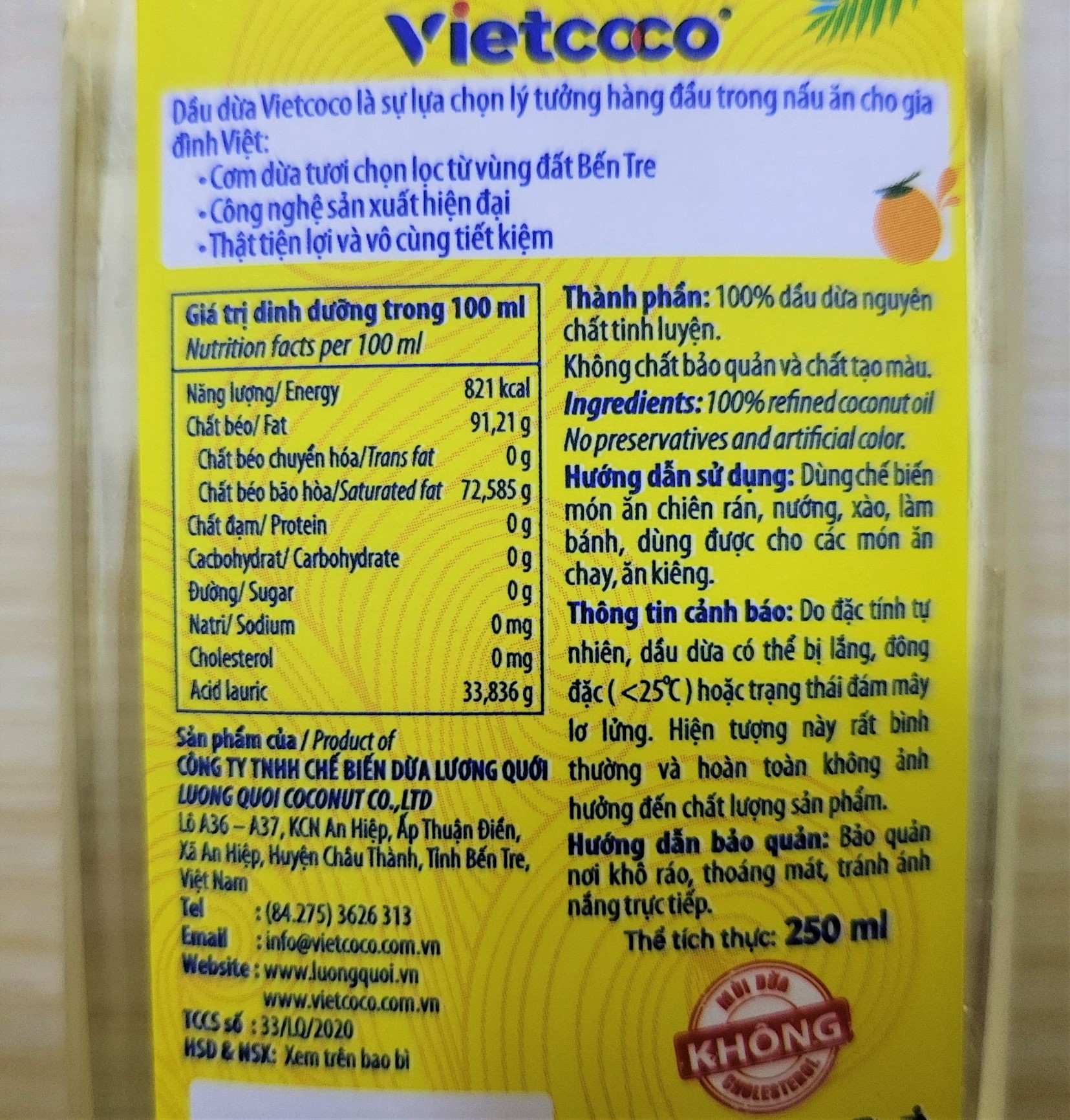 (VCC chai nhỏ 250ml) DẦU DỪA NGUYÊN CHẤT VIETCOCO Coconut Oil (HALAL)