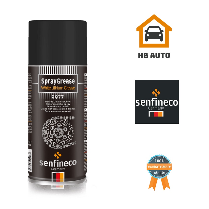 [FreeshipMAX] [HCM]Mỡ Bò Trắng Lithium Dạng Xịt Senfineco 9977 – 450ML Spray Grease White Lithium Grease Hàng Đức Chính Hãng Dành cho tất cả các loại xích và xích tiêu chuẩn có O-RING X-RING và Z-RING cho xe máy xe go-kart và ổ điện công nghiệp.