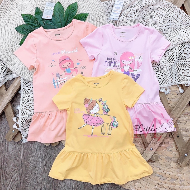 [Dokma] Váy, Đầm cộc tay Mùa Hè dáng xòe chất mềm, mát (2-6y)