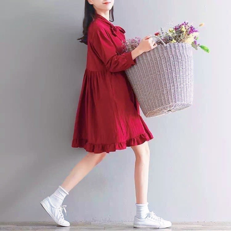 ĐẦM BABYDOLL ĐỎ CÓ NƠ CỔ (có ảnh thật) MS47
