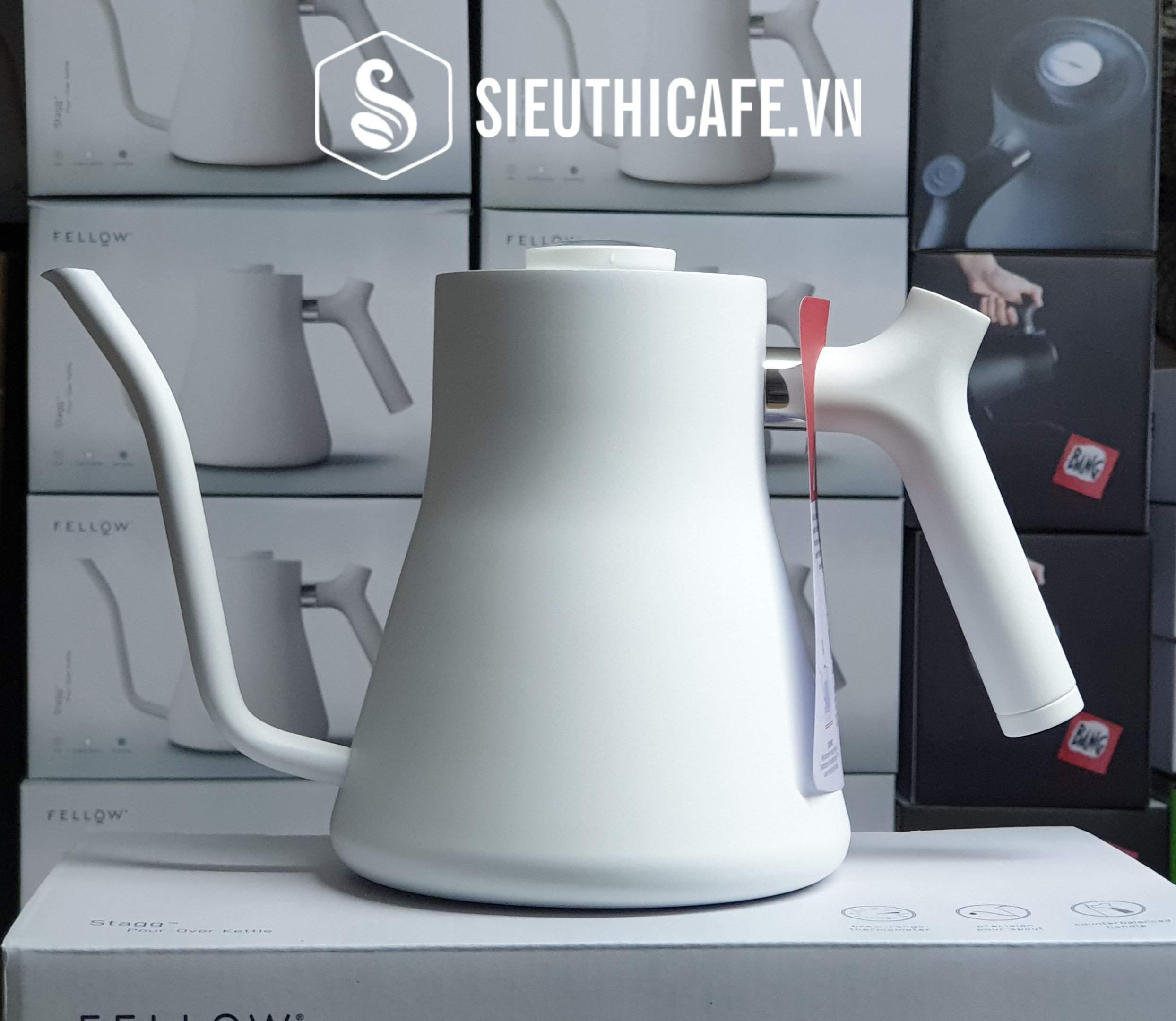 Ấm Rót Nước Pha Cà Phê Fellow Kettle Stagg Pour-Over Kettle - Dung Tích 1.0L | Matte White | Hàng Chính Hãng