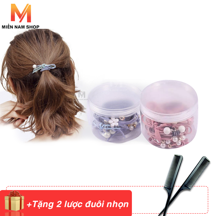 Combo 2 hộp dây cột tóc Hàn Quốc + 2 lược đuôi nhọn