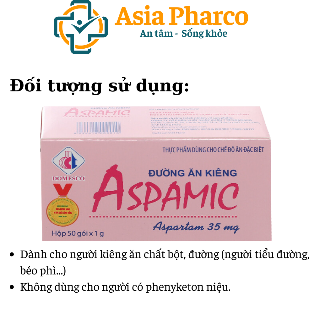 Đường ăn kiêng Aspamic Domesco hộp 100 gói