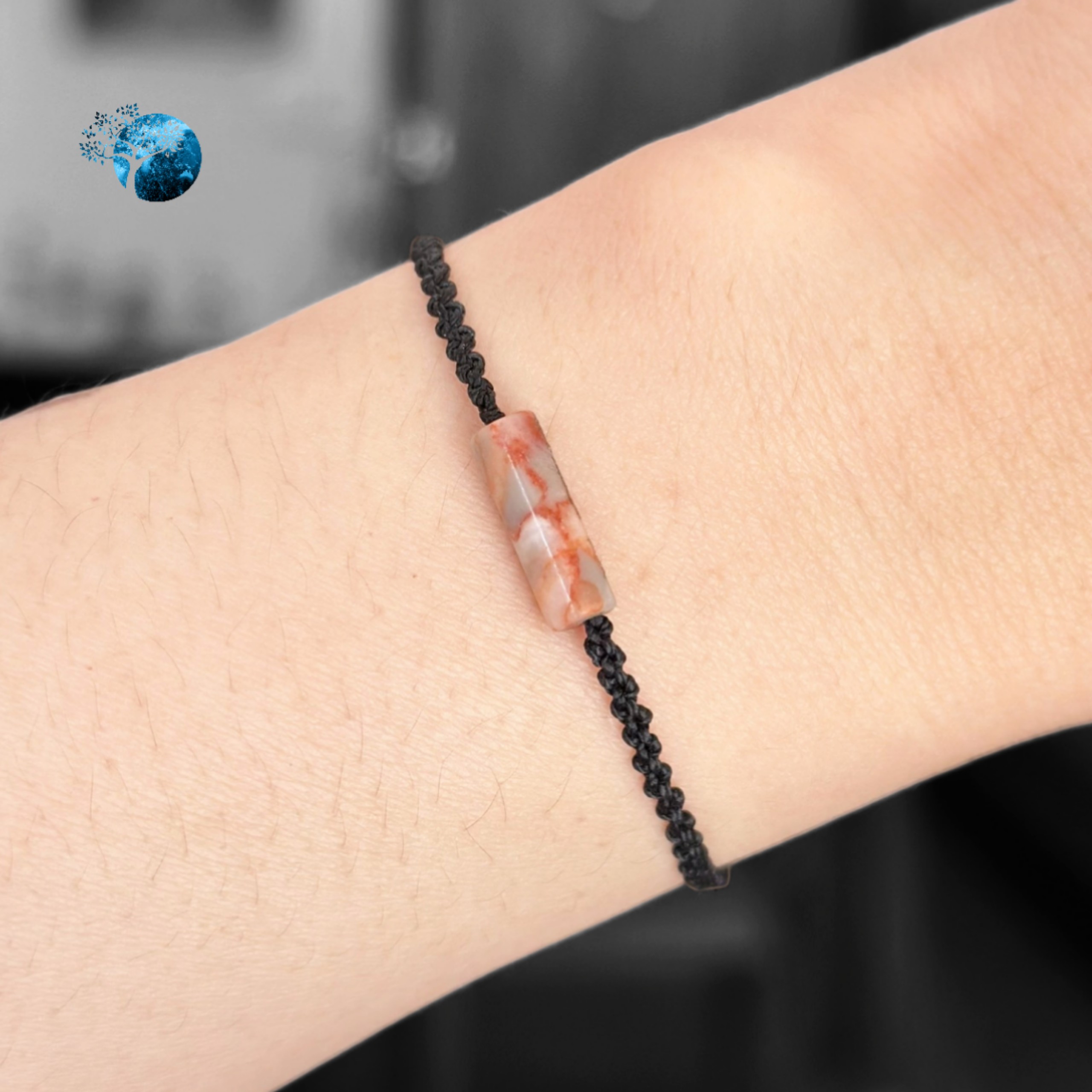 Vòng tay tết dây lu thống mini đá red netstone