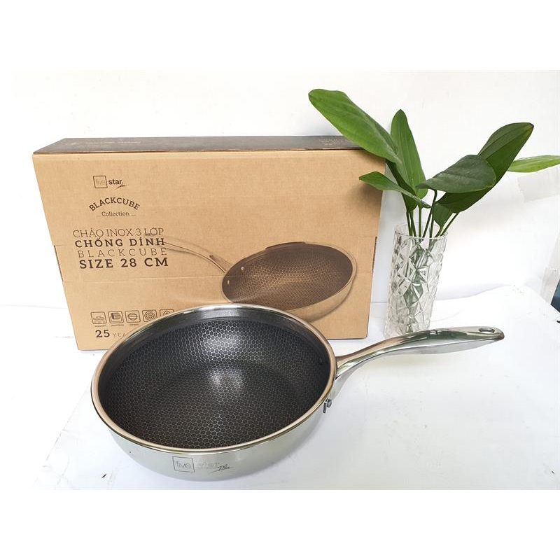 Chảo chống dính inox 304 black cube fivestar size 16/20/22/24/26/28cm