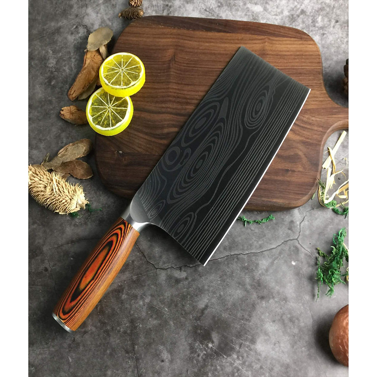 Dao bếp nhật usuba thép damascus mã ffdt117