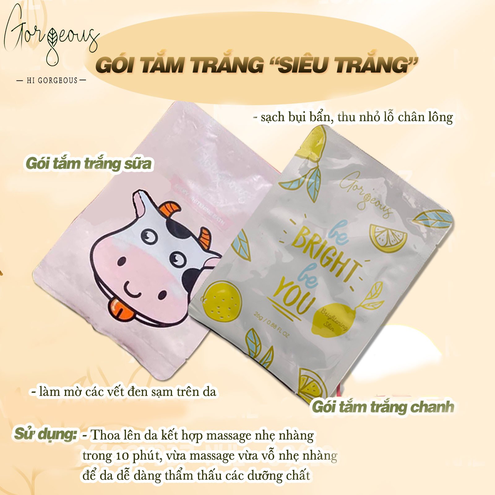 Set Gói Tắm Trắng Chanh, Lemon Giúp Trắng Da