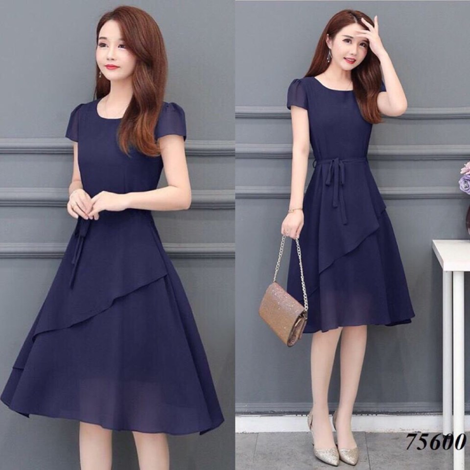 [HCM]ĐẦM XÒE VOAN THẮT NƠ EO DỄ THƯƠNG