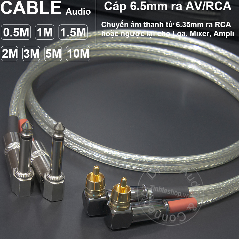 Cáp 6ly ra AV 1 cặp DIY 0.5M đến 5M - Dây 6.5mm ra RCA