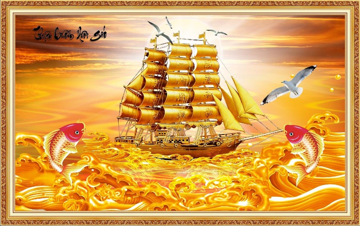 Tranh dán tường VTC Thuận buồm xuôi gió UD0141 Kim sa