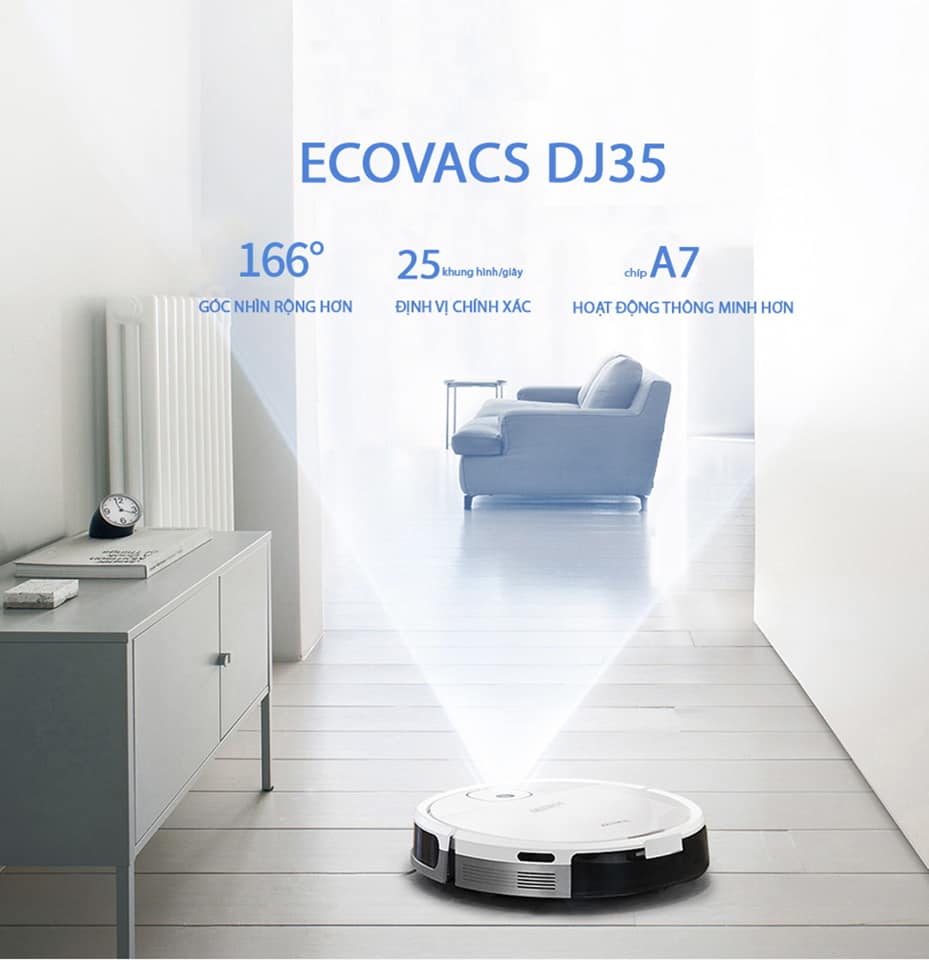 Robot hút bụi lau nhà thông minh ECOVACS DEEBOT DJ35 (App Quốc tế điều khiển bằng điện thoại)