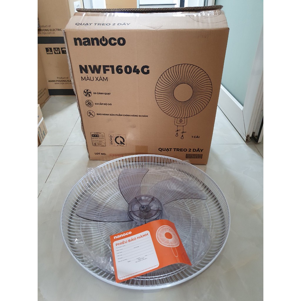 Quạt treo tường Nanoco NWF1604G Màu Xám