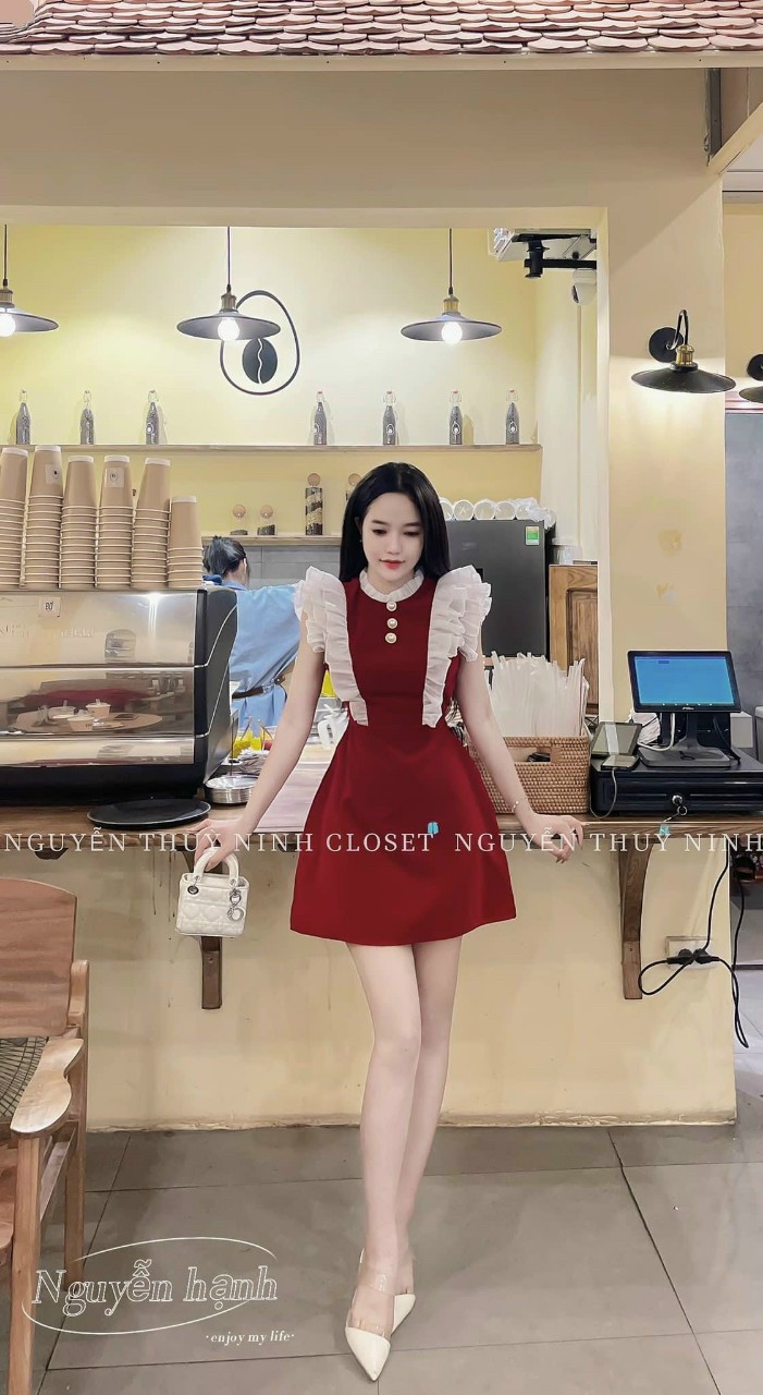 Đầm Phối Bèo Voan Xếp Ly