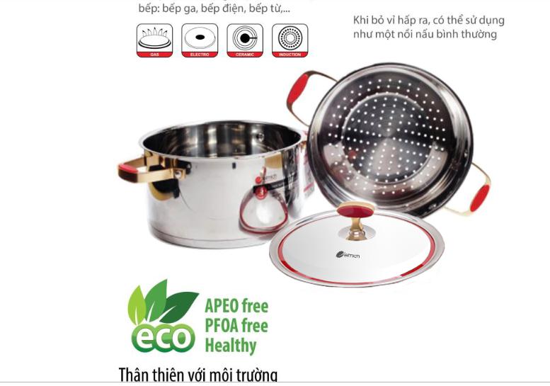 NỒI HẤP ELMICH INOX 304 RED VELVET 24CN EL5585 - bảo hành 2 năm