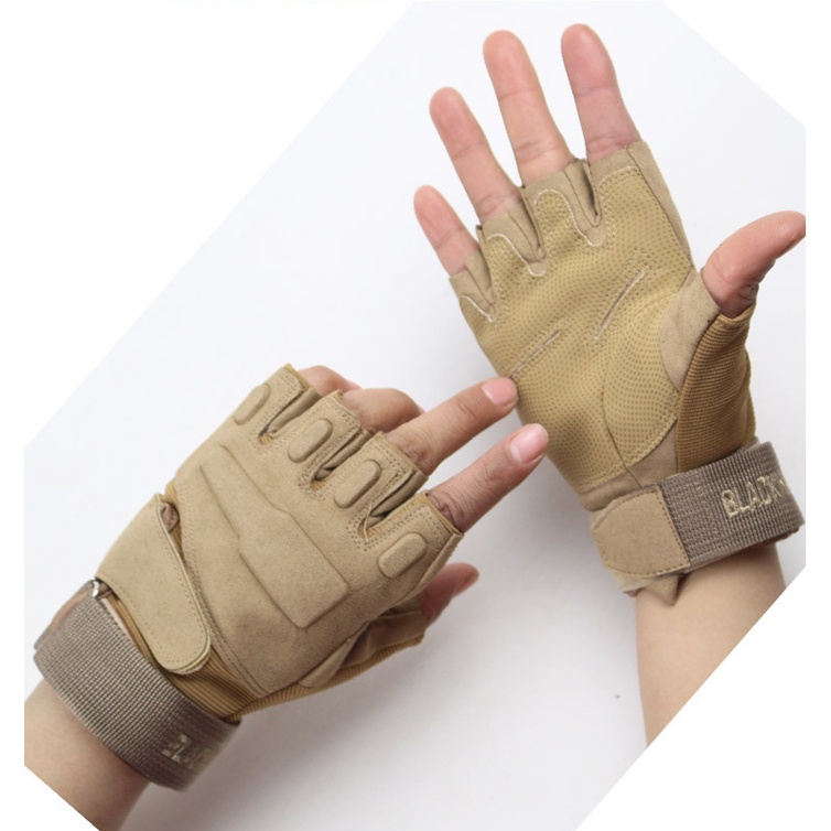 [HCM]Găng tay Găng Tay Xe Máy Đi Phượt Cụt Ngón Blackhawk Cao Cấp Màu Vàng