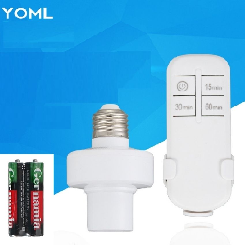 Đui đèn e27 điều khiển từ xa bằng sóng rf,đui đèn điều khiển từ xa không dây e27, đui đèn điều khiển từ xa mạ vàng có remote, đuôi đèn e27 điều khiển từ xa