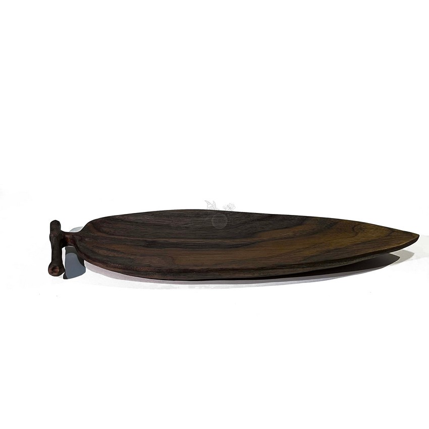 Khay gỗ hình lá tre, khay trà gỗ walnut cao cấp