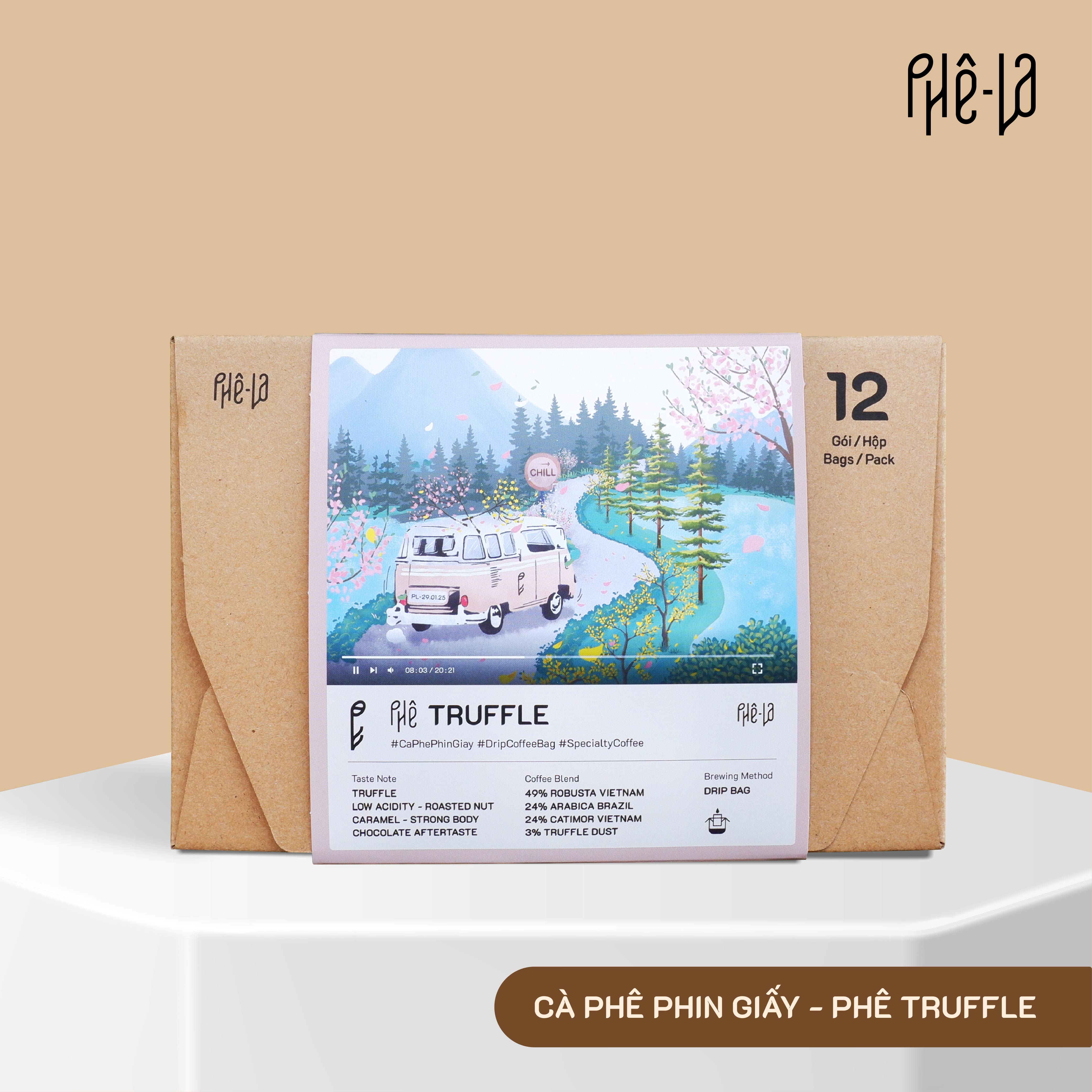 Cà Phê Phin Giấy Phê La - Phê Truffle, 12 Phin/Hộp