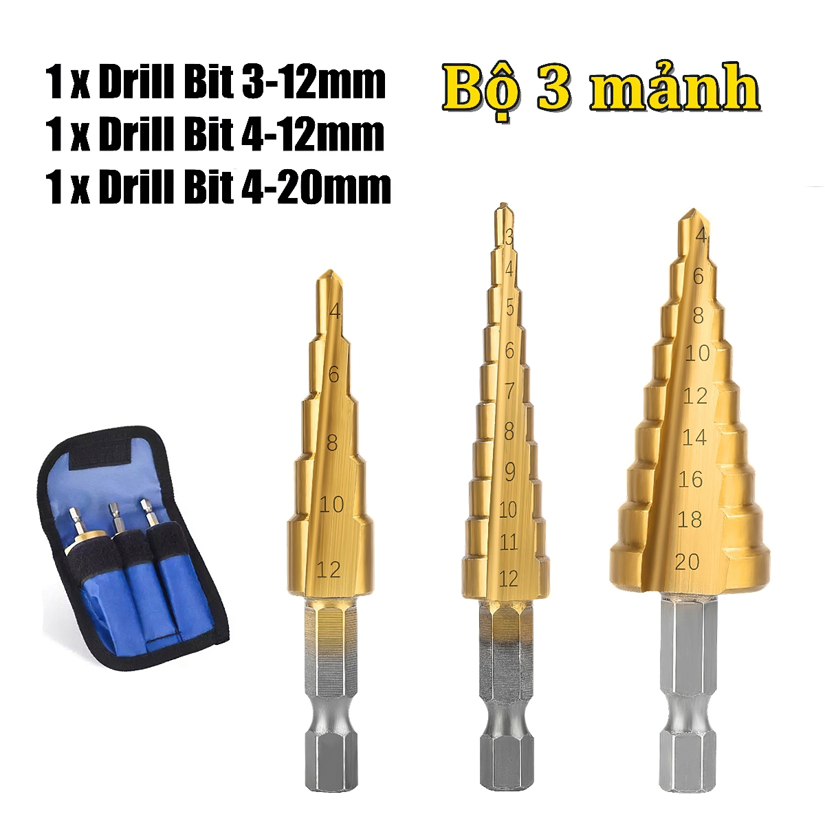 Bộ 3 mũi khoan tháp loại tốt