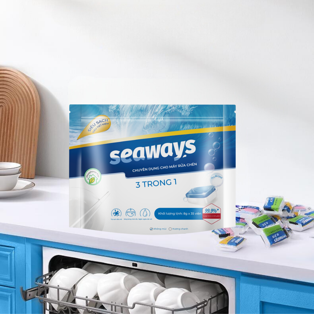 Seaways 3-in-1 biological enzyme dishwashing tablet-for-all dishwasher