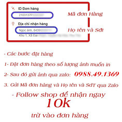 Combo 10 ảnh 10x15 ép plastic tràn viền