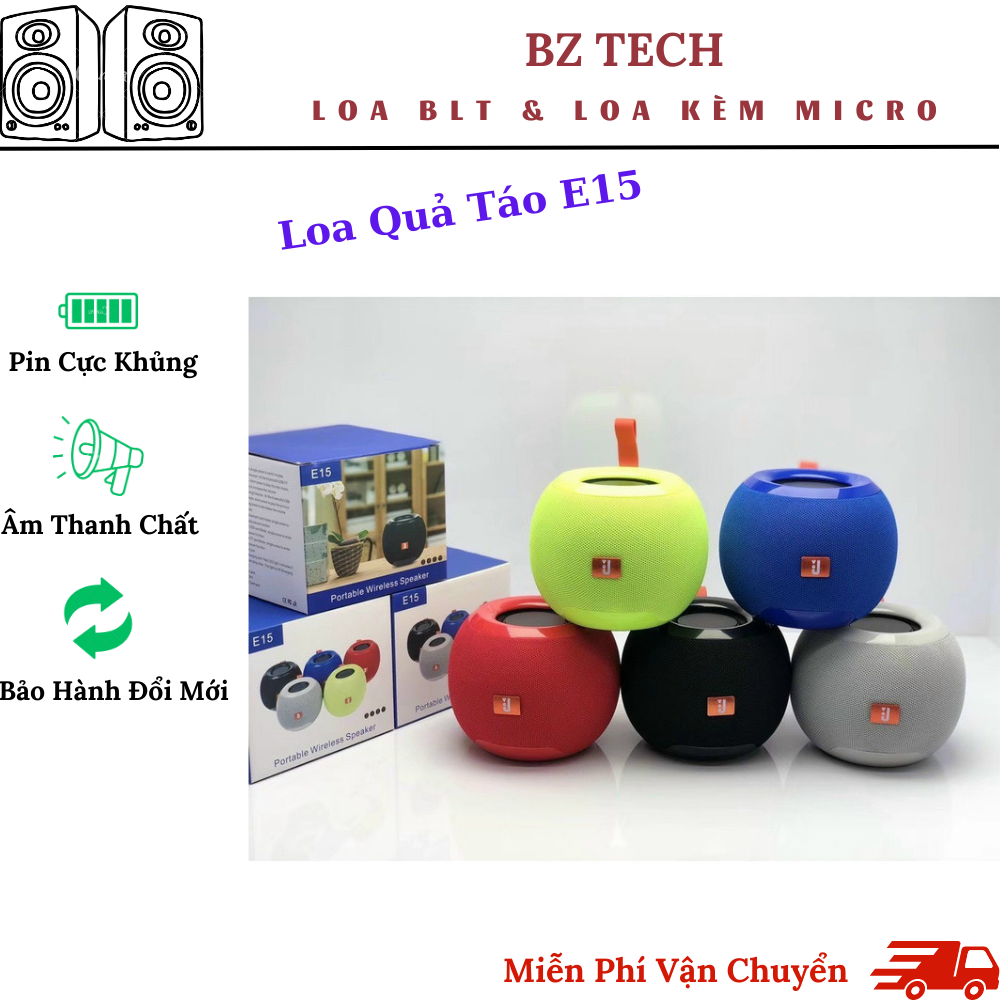 Loa bluetooth quả táo e15, loa không dây vỏ chống thấm, âm thanh trung thực, cực hay, hỗ trợ usb thẻ nhớ cổng 3.5mm