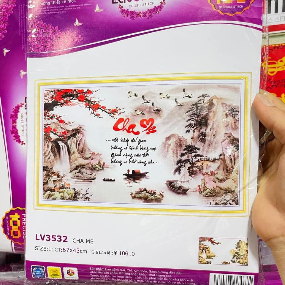 Tranh thêu chữ thập Cha mẹ DLH-222844-Siêu thị tranh thêu