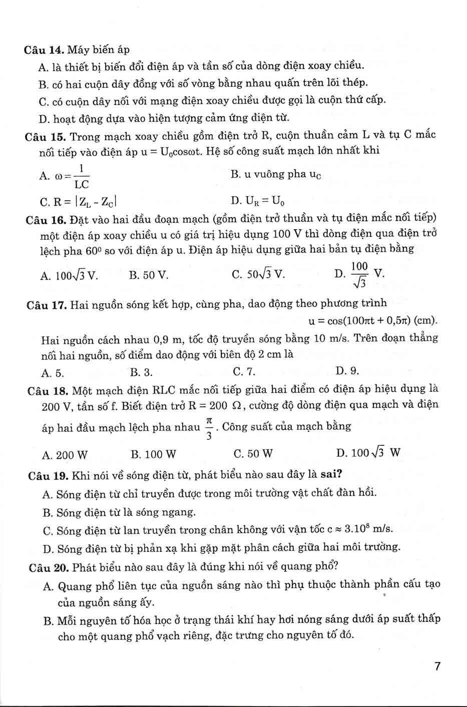 [HCM]Ngân Hàng Đề Thi Thử THPT Quốc Gia Môn Vật Lí