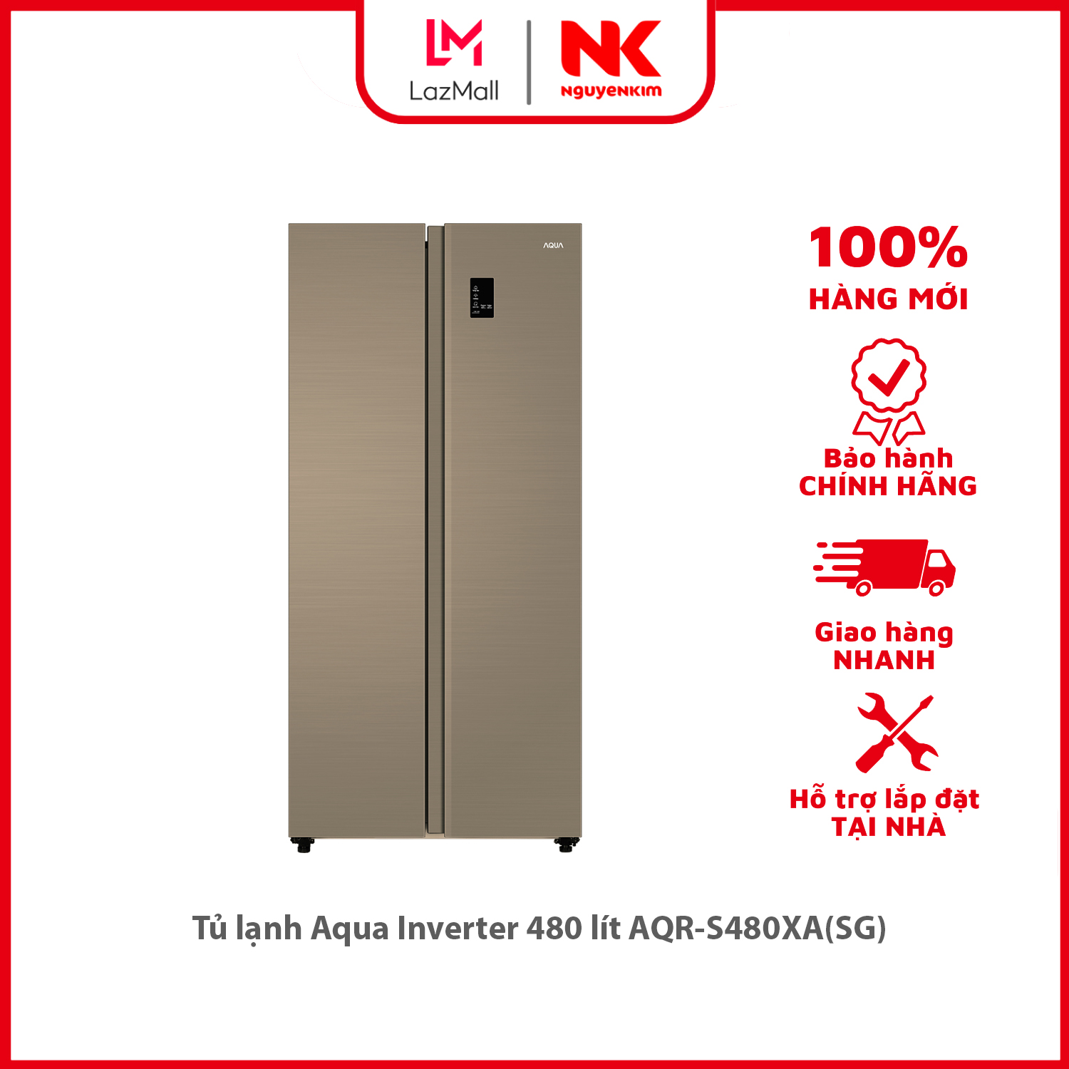 Tủ lạnh Aqua Inverter 480 lít AQR-S480XASG