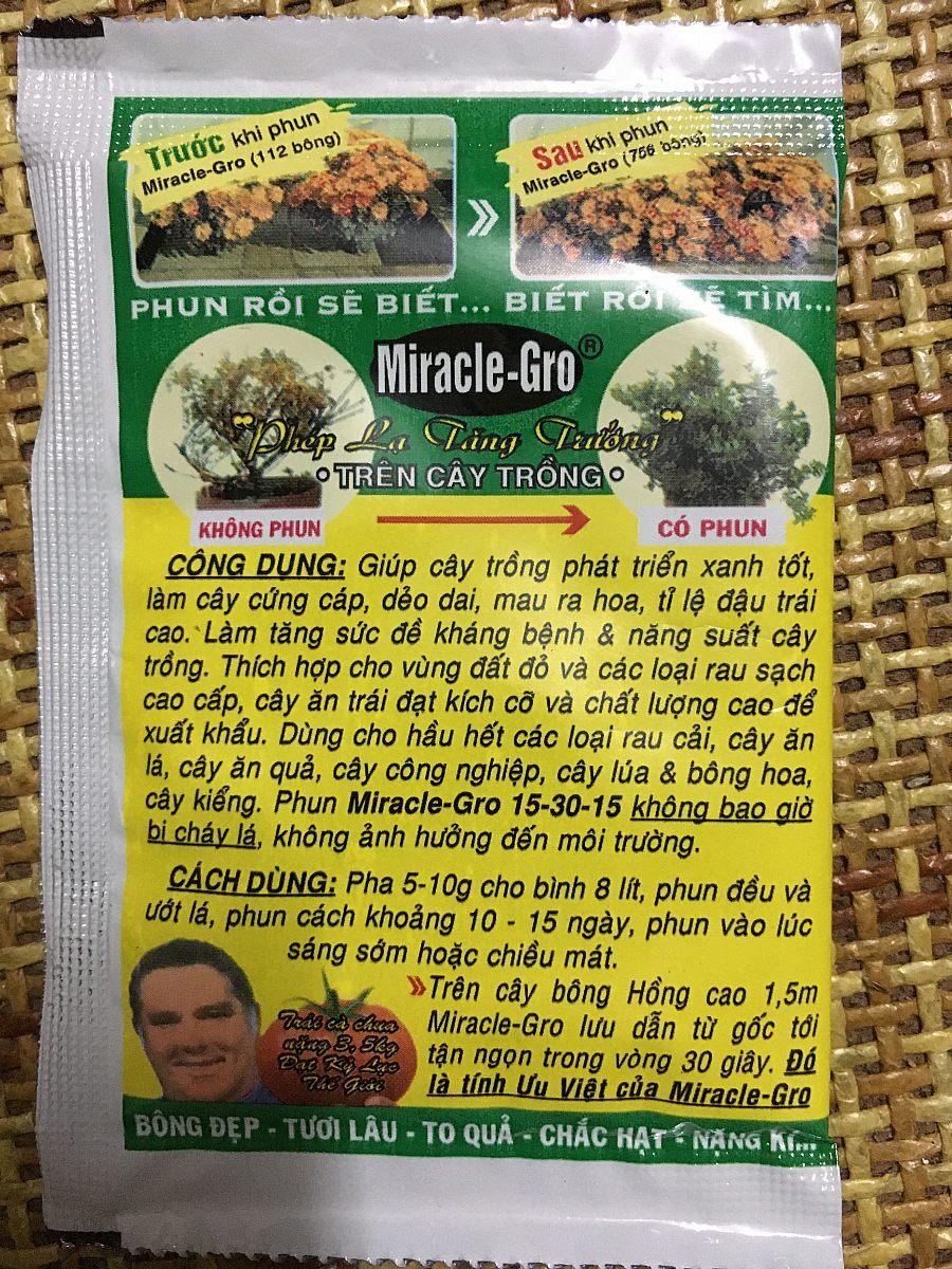 1 Gói phân bón lá 15-30-15  Miracle -Gro