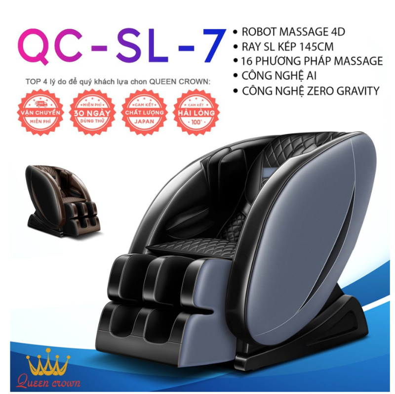 Ghế Massage QUEEN CROWN 4D QC-SL-7 - Món Quà Dành Cho Sức Khoẻ