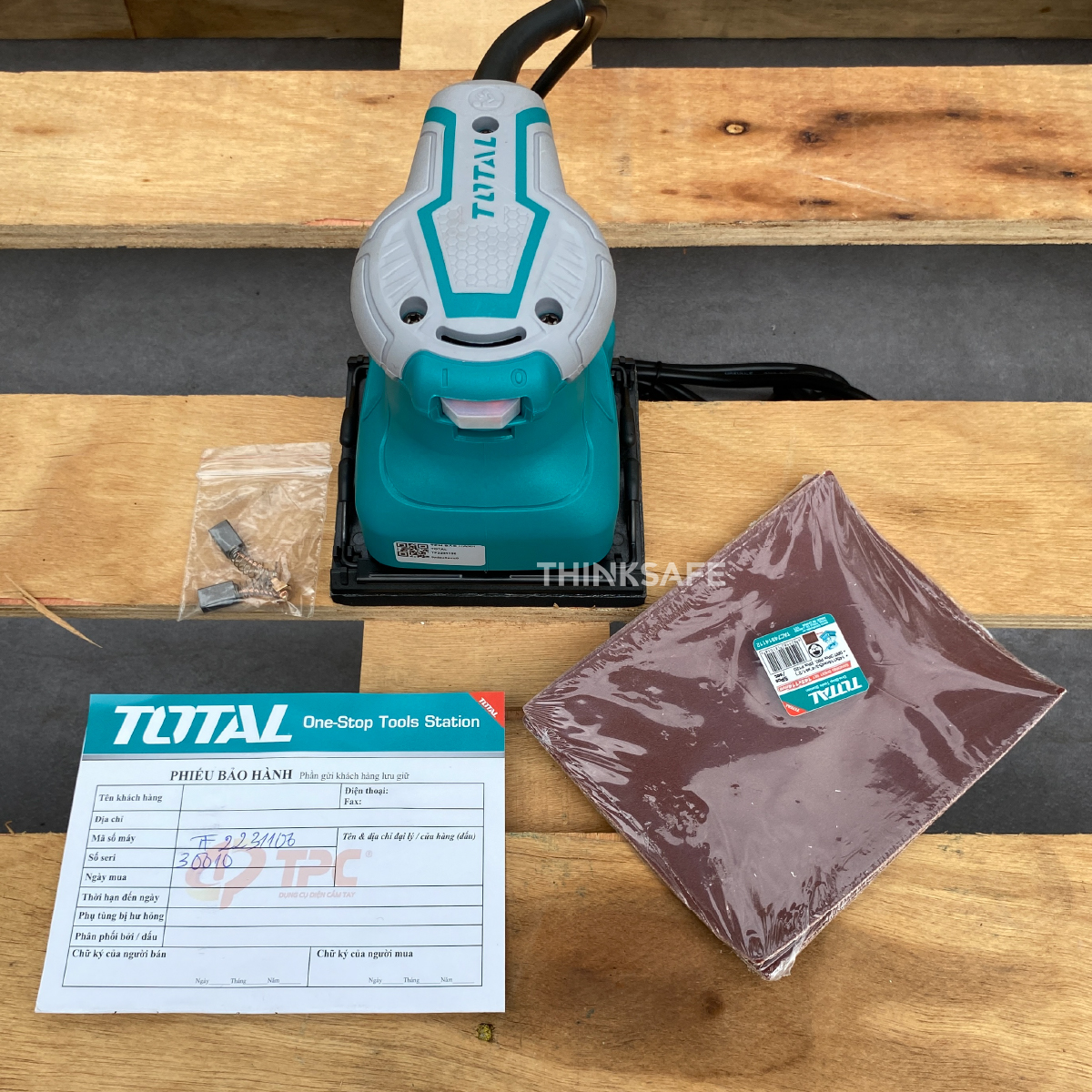 Máy chà nhám điện Total công suất 65 - 1200W gồm chà nhám vuông, chữ nhật, tròn, cọ, Máy chà nhám tăng - Thinksafe