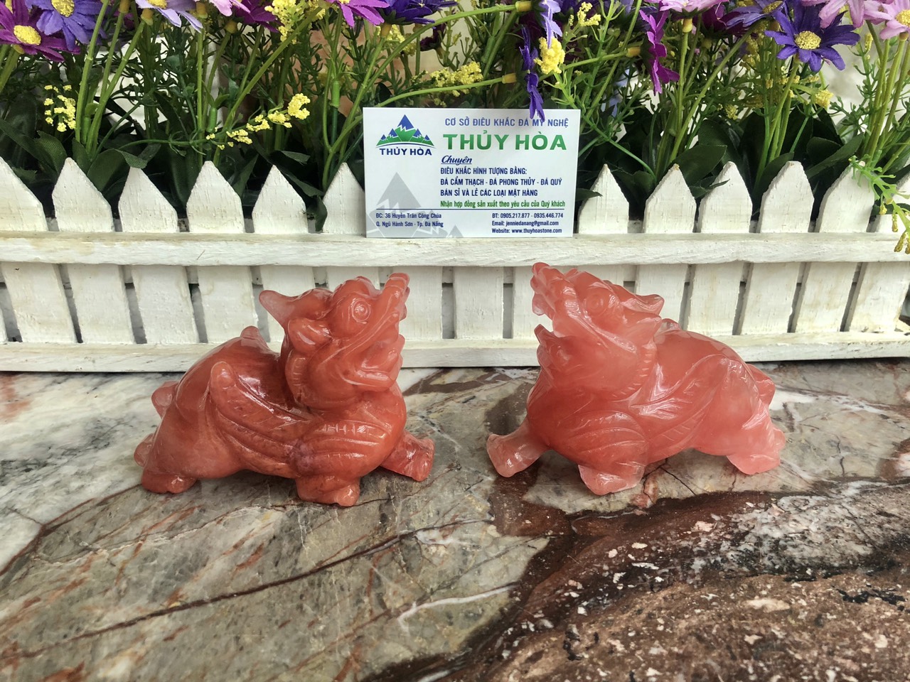 Cặp tỳ hưu đá ngọc hoàng long - Dài 8 cm