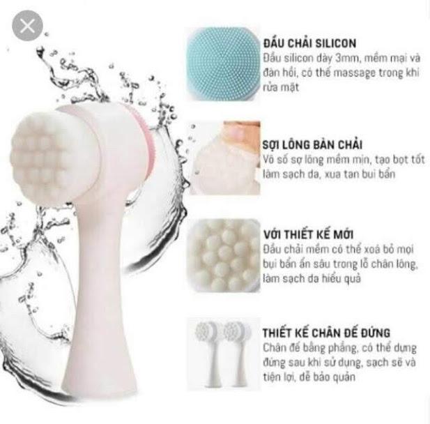 Cọ rửa mặt nano 2 đầu silicone siêu mềm