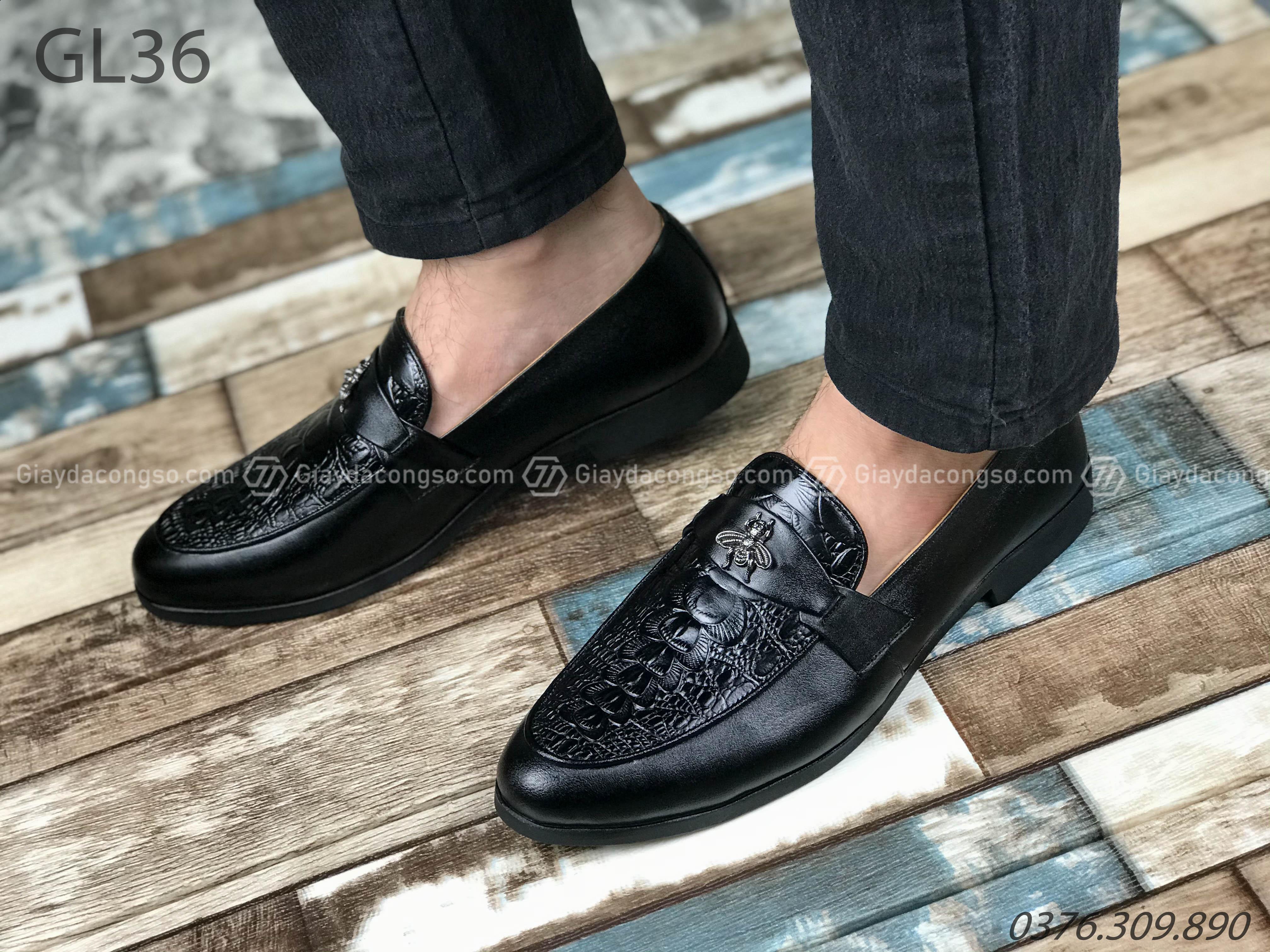 Giày da công sở - Giày lười nam con ong da bò GL-36