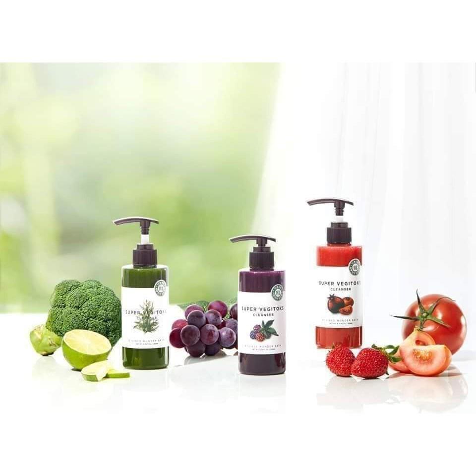 Sữa rửa mặt rau củ thải độc Super vegitoks cleanser Wonder bath 300 ml