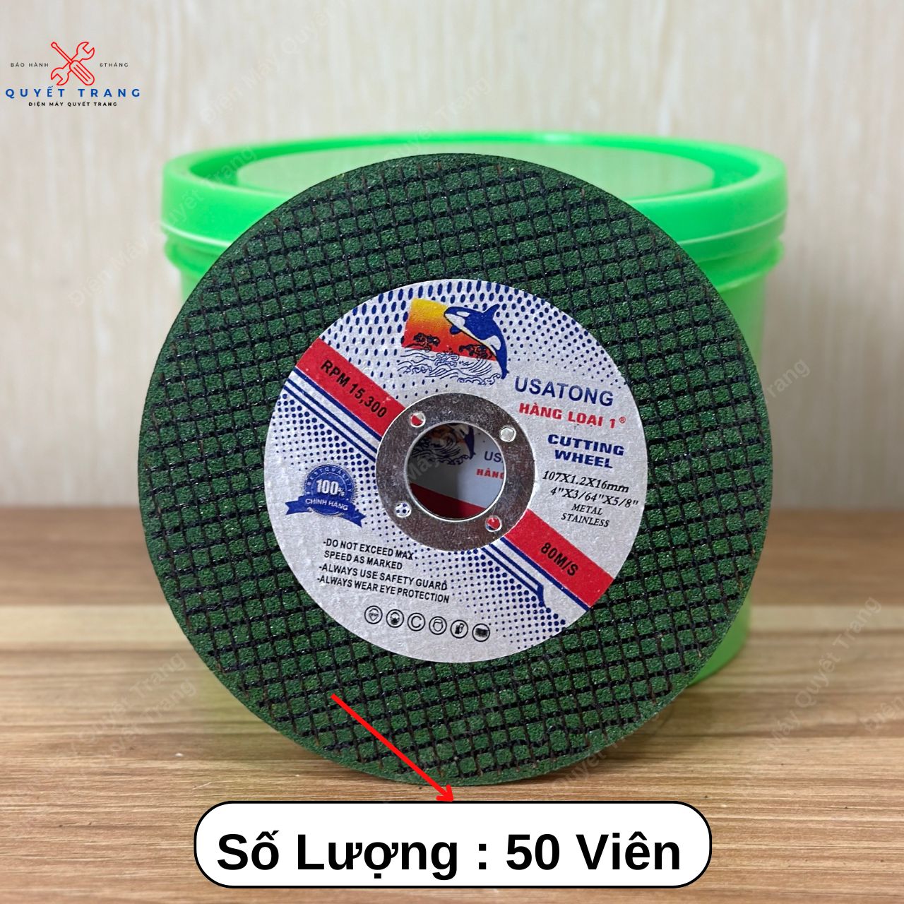 Đá cắt sắt, inox phi 100 usatong đá 1 tấc - 1 hộp 50 viên 2 hộp 100 viên