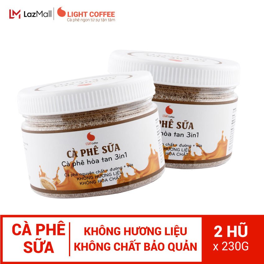 Combo 2 hũ cà phê sữa 3in1 Light coffee - 230gr/hũ